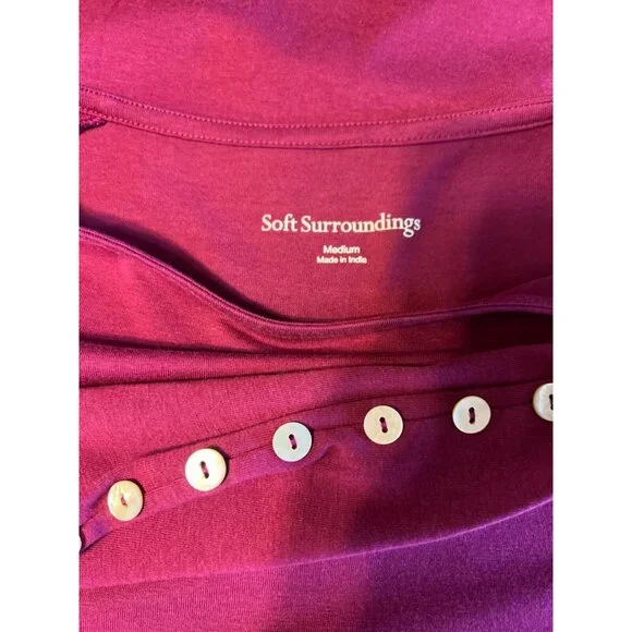 Soft Surroundings Tunic Top M Medium Dark Purple Cotton Modal Washable Fall NEW - Picture 9 of 12